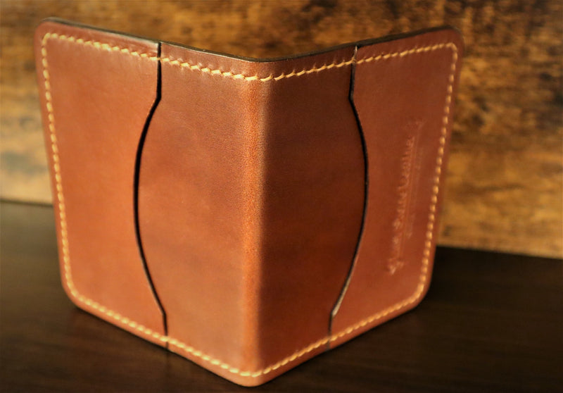 Hand Stitched Leather Mens Wallet - Veg Tanned Leather - Orange Leather Wallet - Italian Buttero Leather from Conceria Walpier - 010315